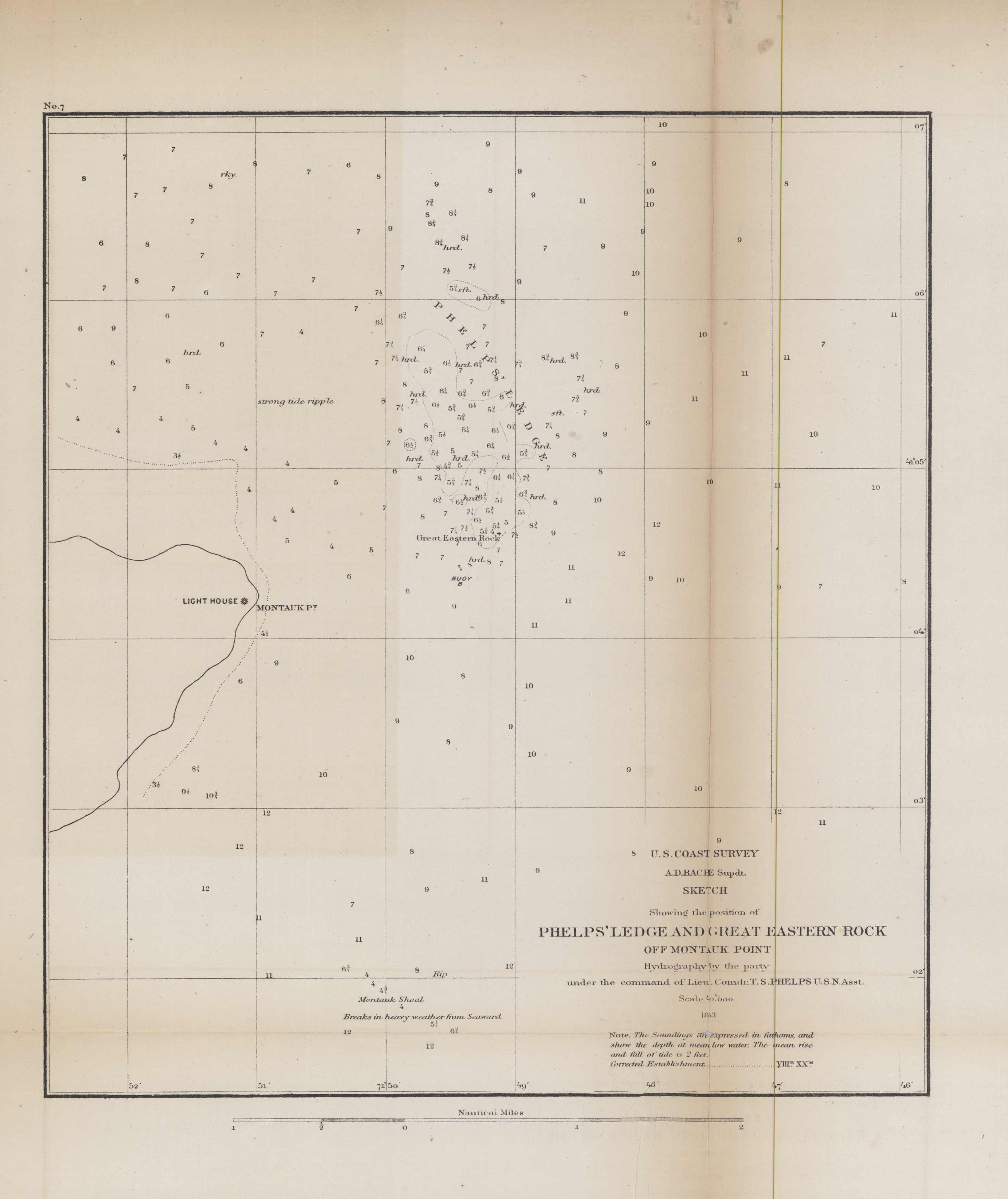 U.S. Coast Survey Showing the position of Phelps Ledge and Great Eastern Rock off Montauk Point'