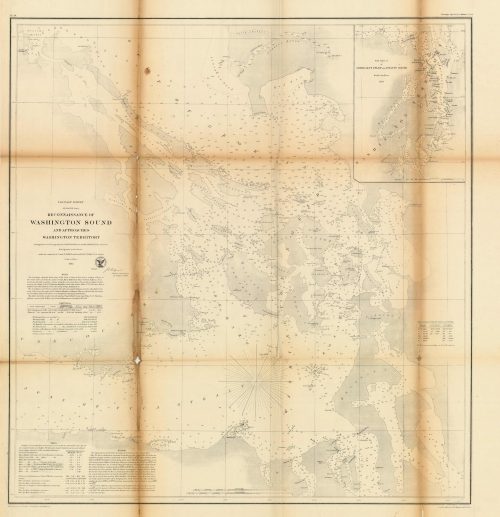 U.S. Coast Survey Reconnaissance of Washington Sound and Approaches Washington Territory with inset map of Admiralty Inlet and Puget Soundd