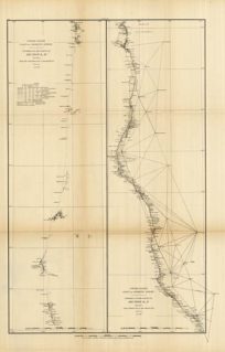 Progress of the Survey in Section No. XI - Lower Sheet - From the California Line to Tillamook Bay / Progress of the Survey in Section No. X - Upper Sheet - From Tomales Bay to the Oregon Line - 1881