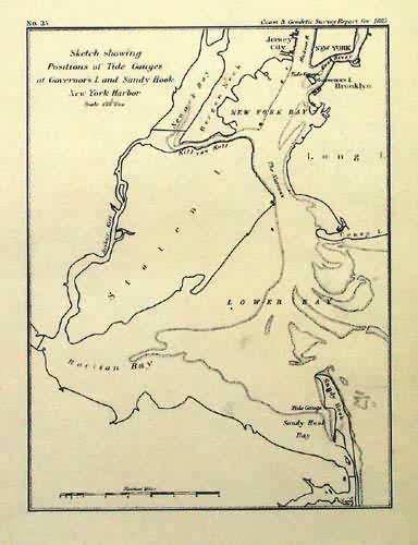 Sketch Showing Positions of Tide Gauges at Governors I. and Sandy Hook New York Harbor' Sketch Showing Positions of Tide Gauges at Governors I. and Sandy Hook New York Harbor'