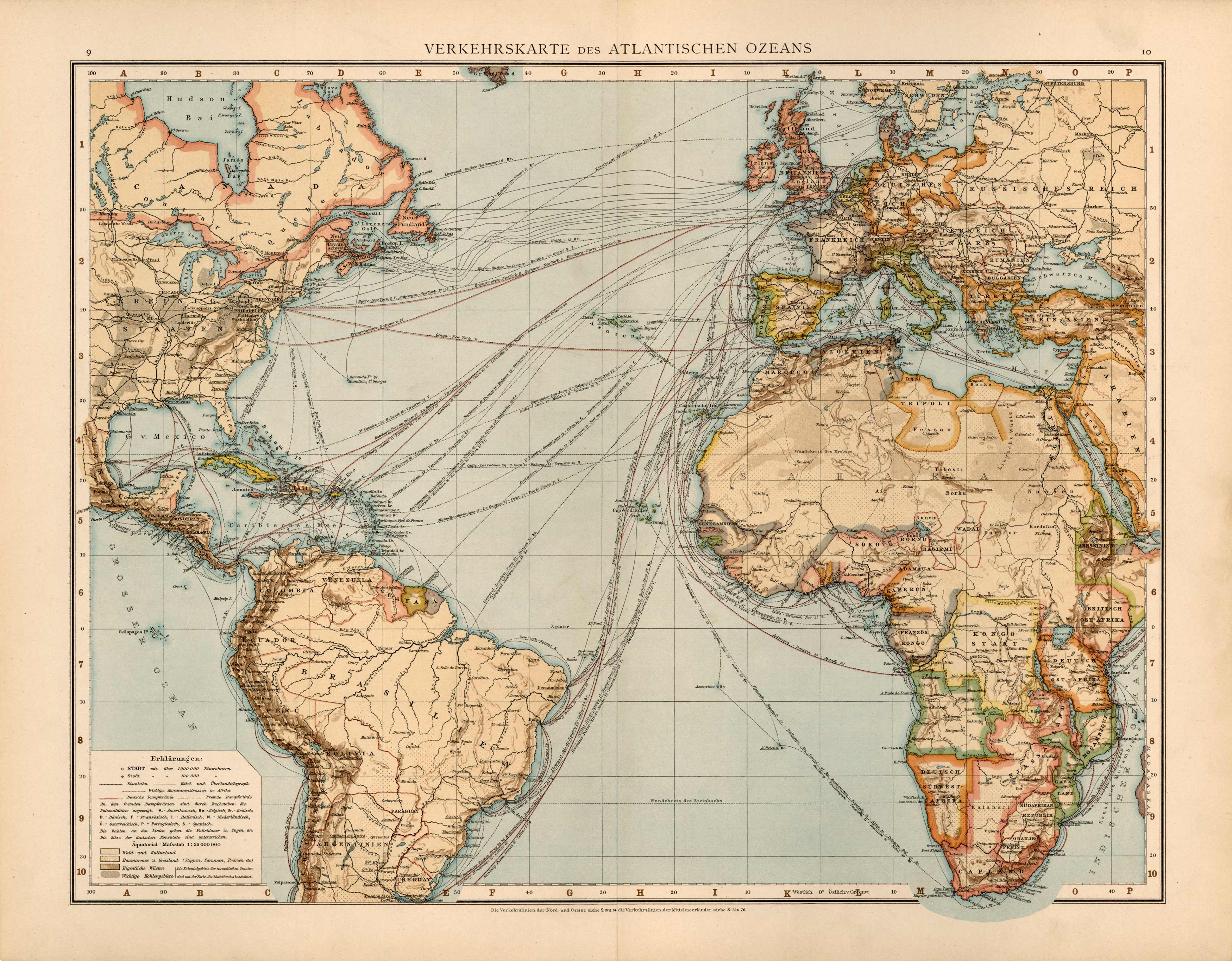 Verkehrskarte des Atlantischen Ozeans (Traffic Map of the Atlantic Ocean)