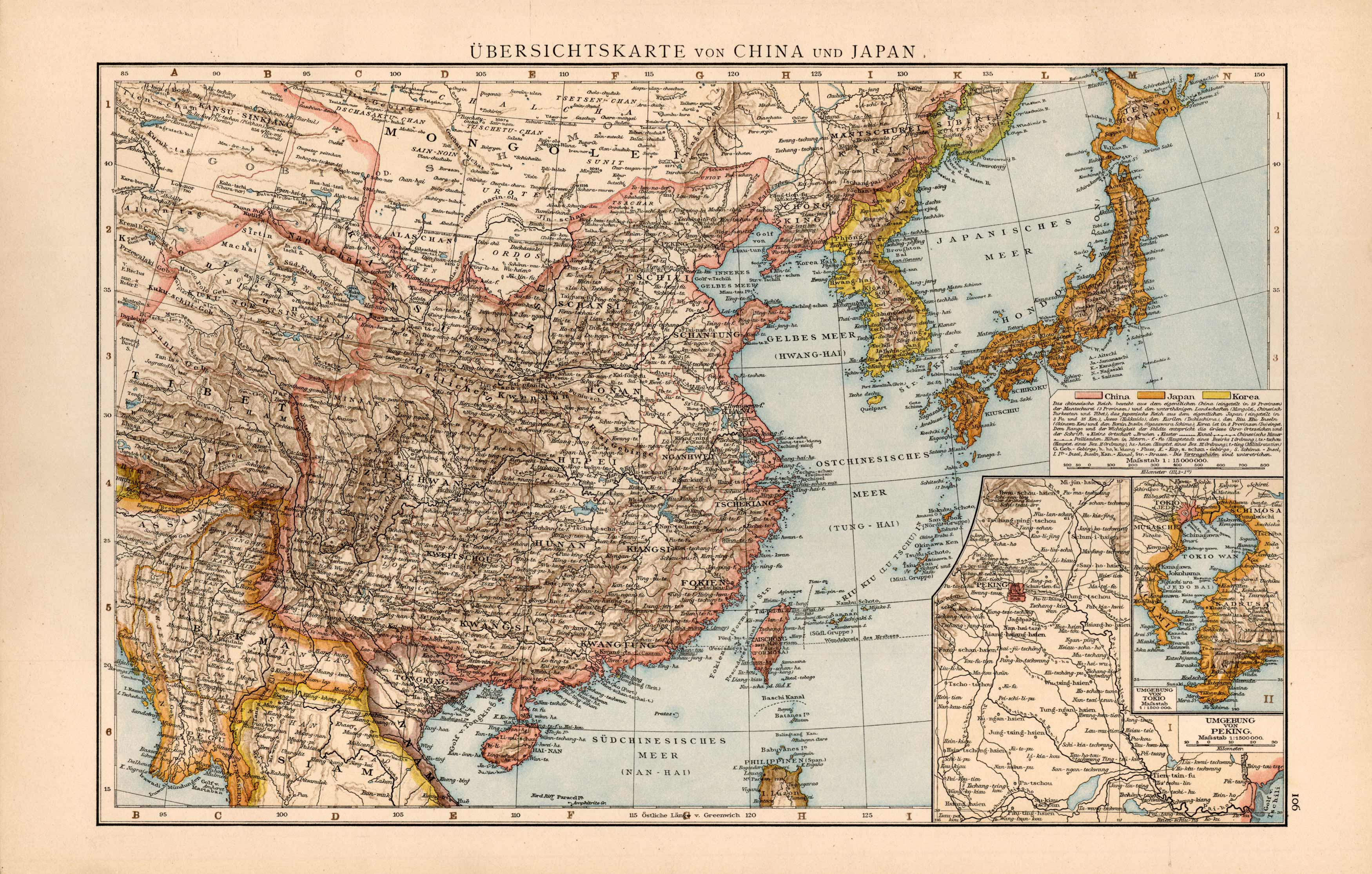 Uebersichtskarte von China und Japan (General Map of China and Japan) - Art Source International