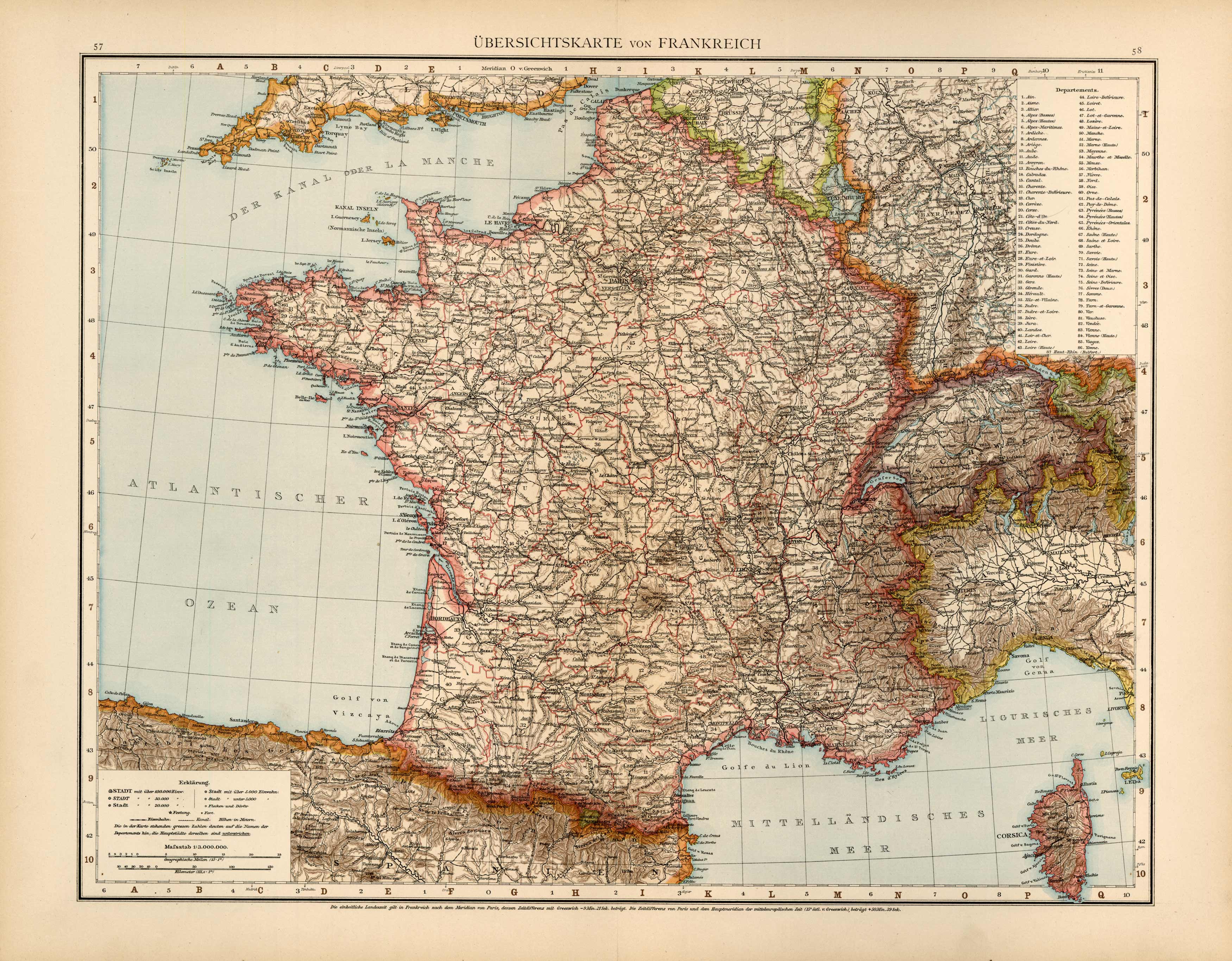 Uebersichtskarte von Frankreich (General map of France)