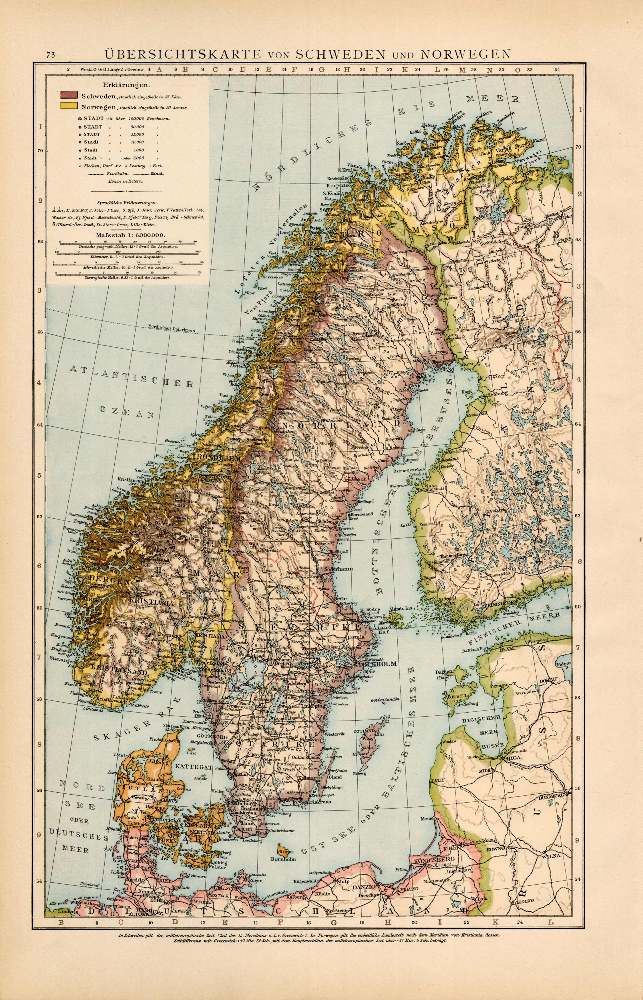 Uebersichtskarte von Schweden und Norwegen (General map of Sweden and Norway)