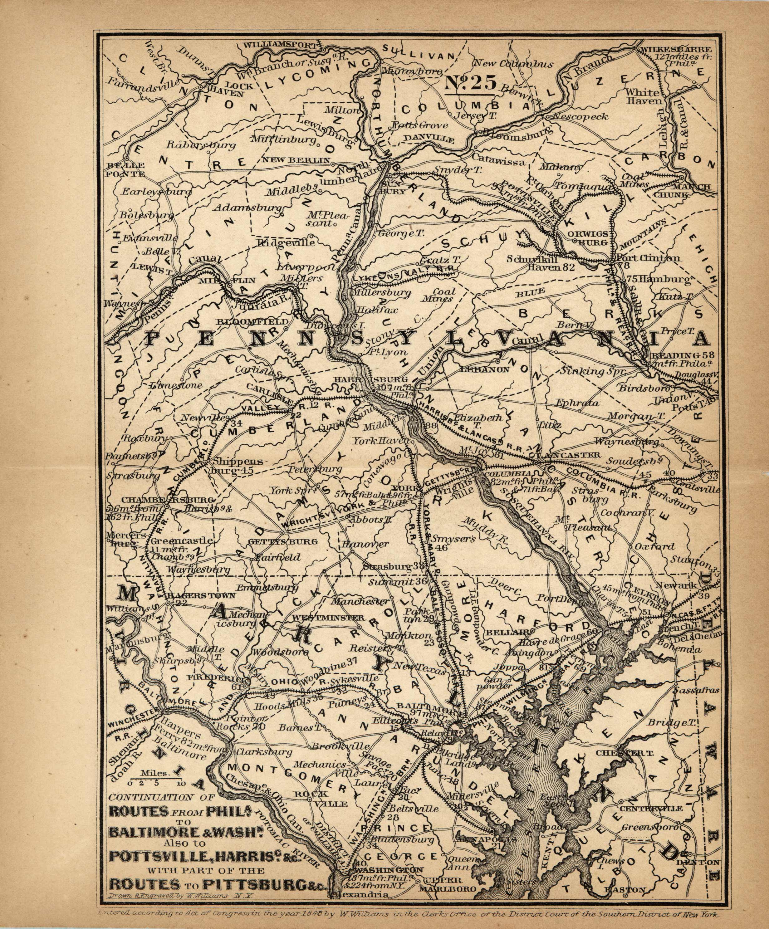 Continuation of Routes from Philadelpia to Baltimore and Washington. Also to Pottsville