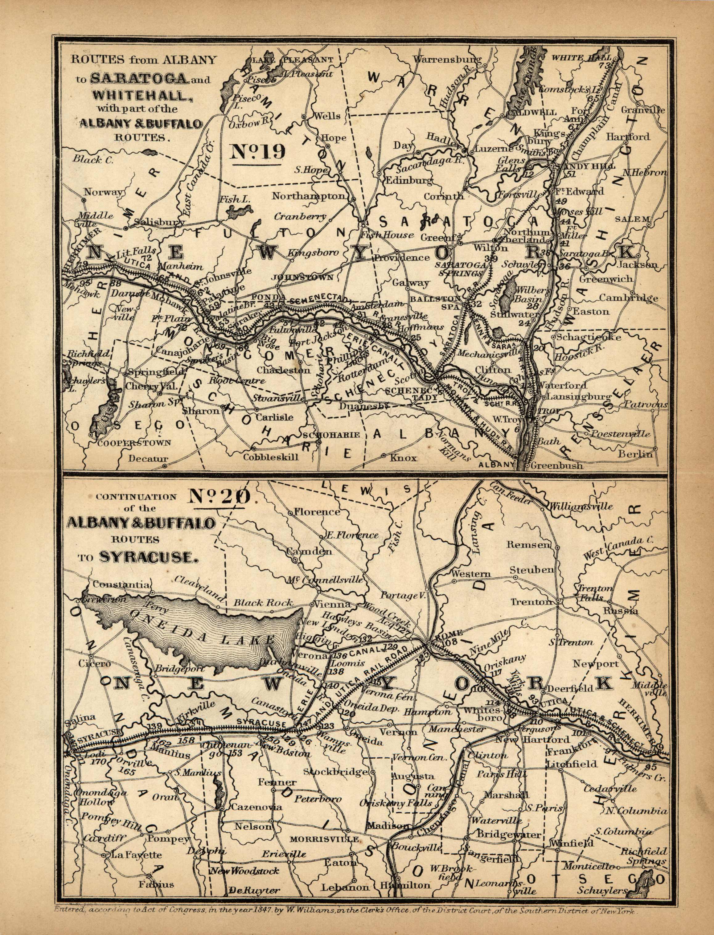 Routes from Albany to Saratoga and Whitehall