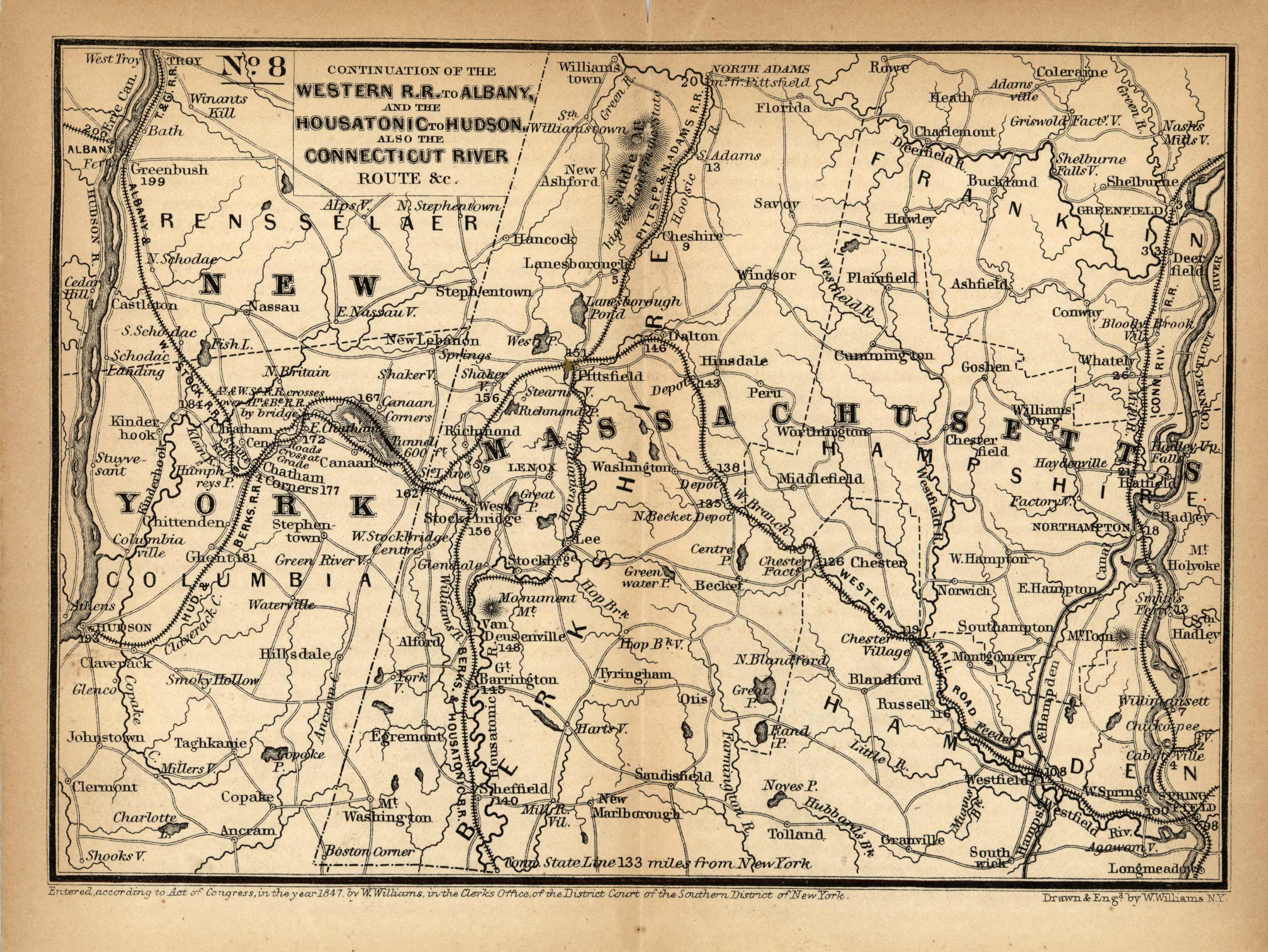 Continuation of the Western R.R. to Albany and the Housatonic to Hudson also the Connecticut River Route