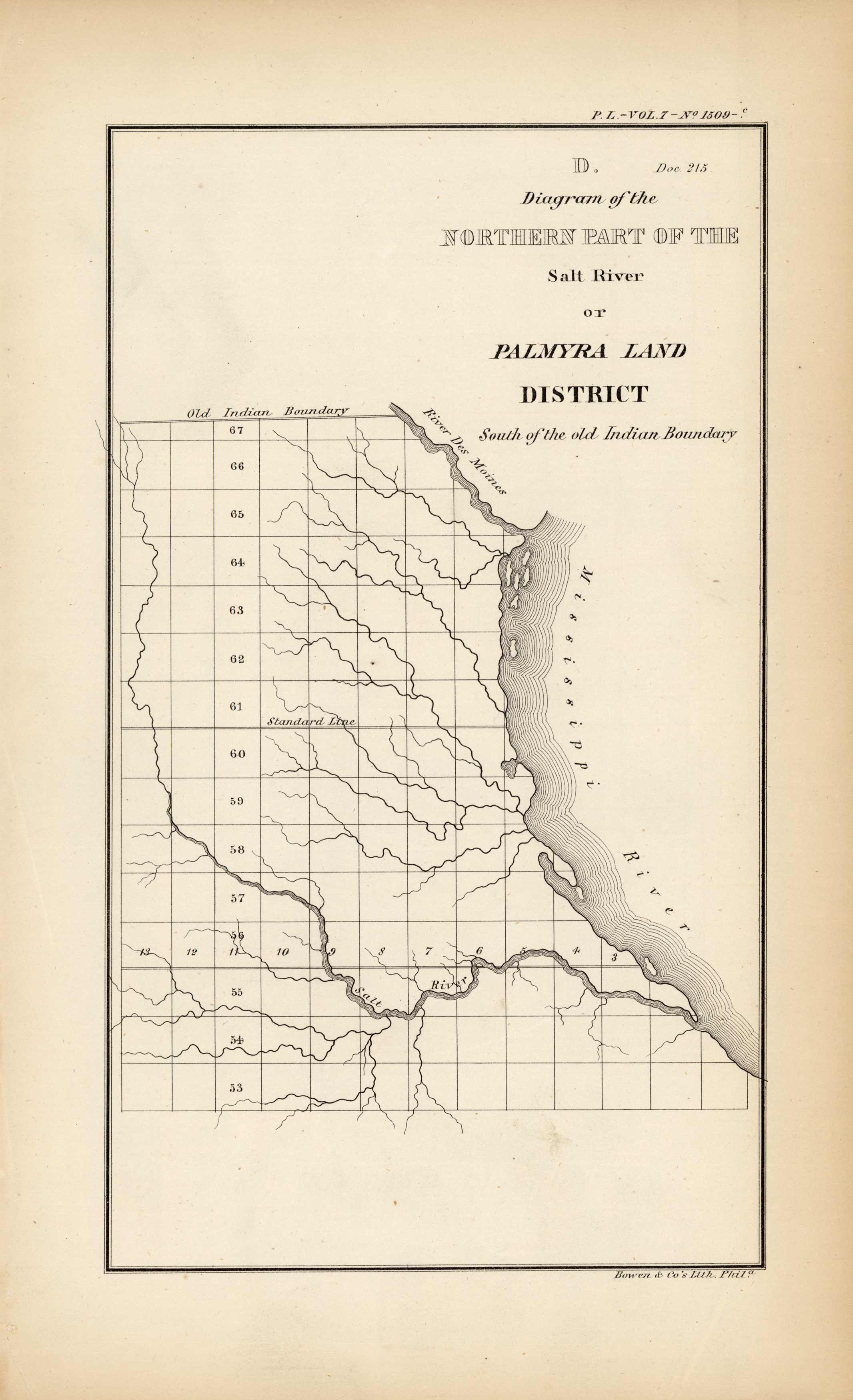 Diagram of the Northern Part of the Salt River or Palmyra Land District South of the Old Indian Boundary