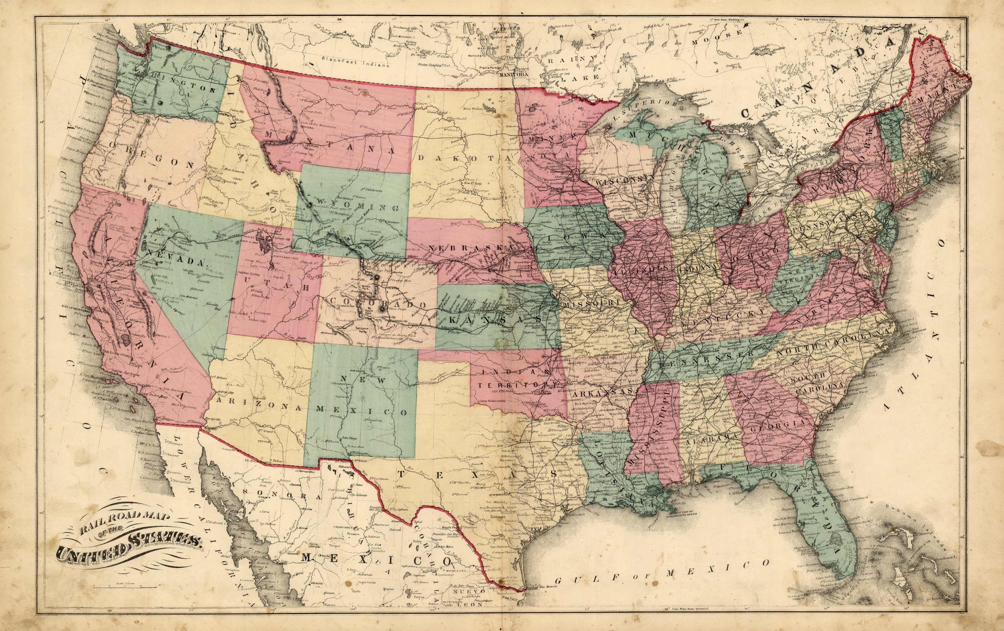 Railroad map of the United States