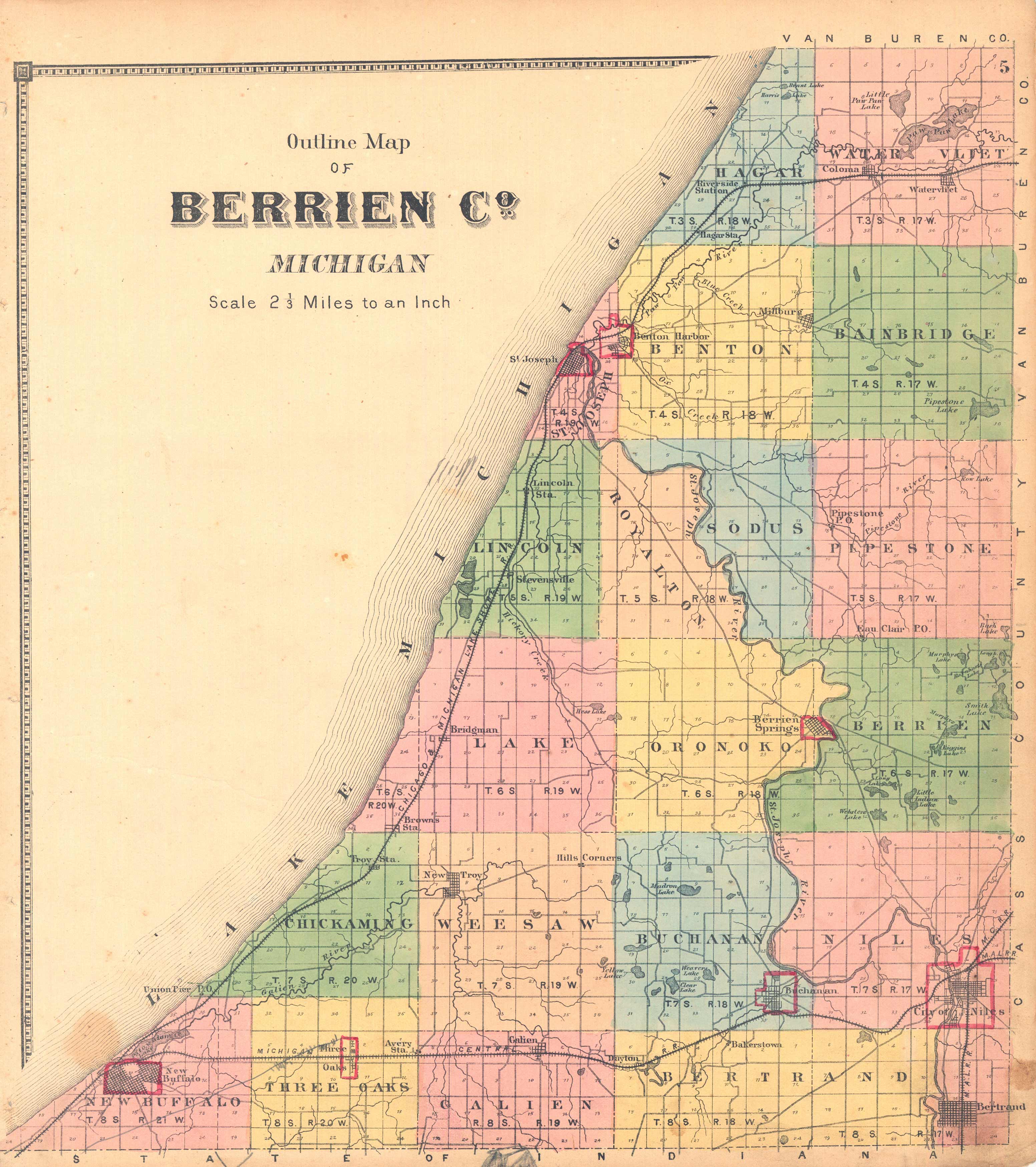 Outline Map of Berrien Co. Michigan