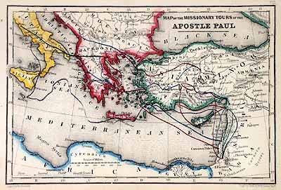 Map of the Missionary Tours of the Apostle Paul