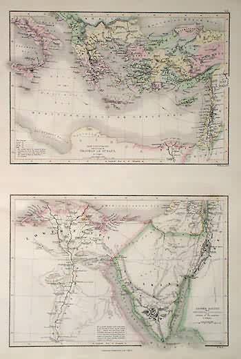 Map of The Countries Embraced Within the Travels of St.Paul - Map of Lower Egypt and the Penninsula of Mt. Sinai and the Journeys of the Israelites
