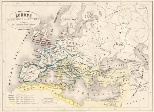 Europe aLavenement de Justinien (Extent of the Justinian Empire)'