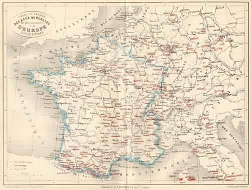 Carte Itineraire des Eaux Minerales les plus Renommees de LEurope Occidentale '