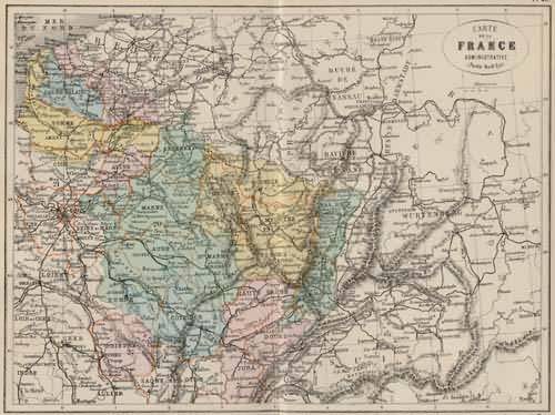 Carte de la France Administrative Nord-Est (North East)