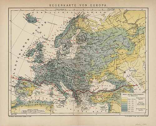 Map of the Rain in Europe Europa - Art Source International