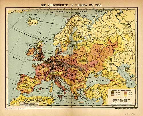 Population Density In Europe Circa 1900 - Art Source International