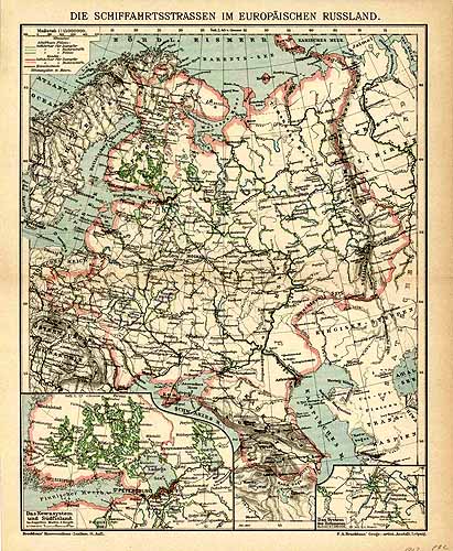 Navigation routes in the europena portion of Russia