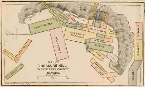 Map of Treasure Hill White Pine County Nevada