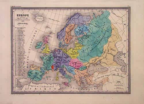 Europe en 1100 Indiquant la date de la Foundation des Differens Etats (Europe in 1100 Indicating the date of Foundation of Different States)