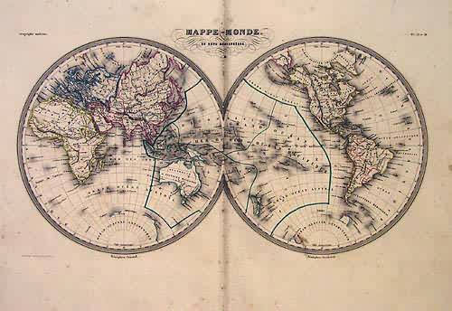 Mappe-monde en deux Hemispheres (World map in two hemespheres)