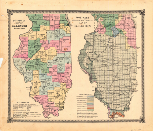 Political Map of Illinois / Worthens Geological and Climate Map of Illinois Political Map of Illinois / Worthens Geological and Climate Map of Illinois