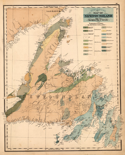 Geological Map of Newfoundland from the Geological Map of Canada