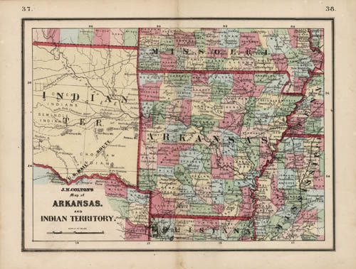 Map of Arkansas and Indian Territory