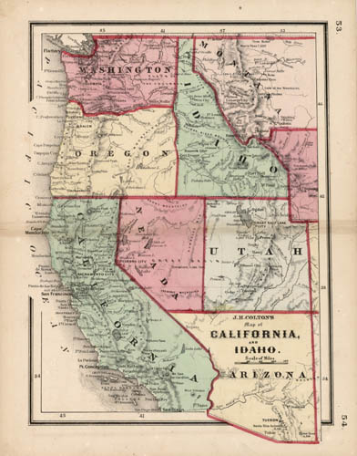 Map of California and Idaho