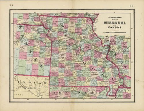 Map of Missouri and Kansas
