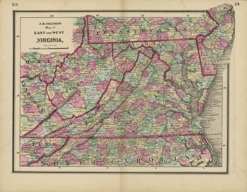 Map of East and West Virginia