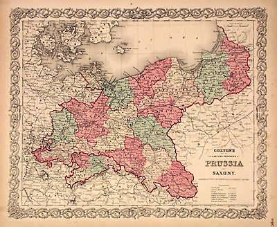 Coltons Map of the Eastern Provinces of Prussia and Saxony'