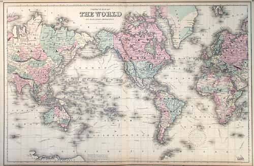 Coltons Map of The World on Mercator's Projection'