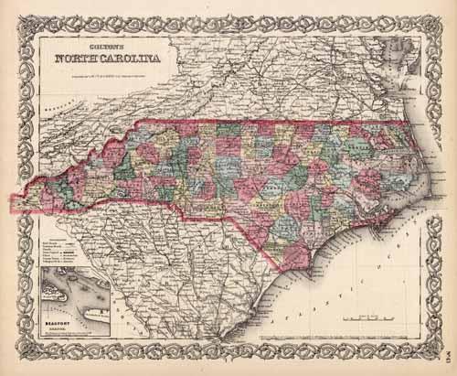 North Carolina (with an inset map of Beaufort Harbor)