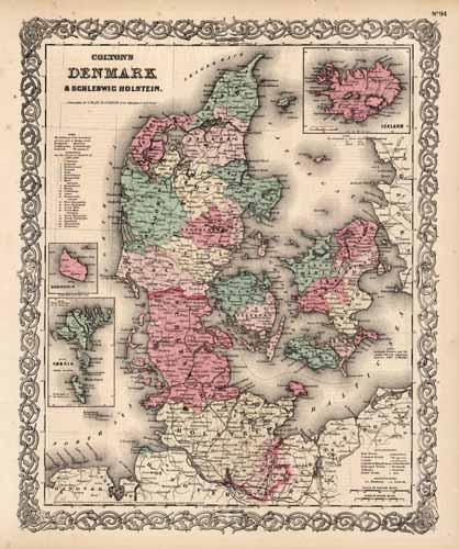 Denmark & Schleswic Holstein (with inset maps of Iceland