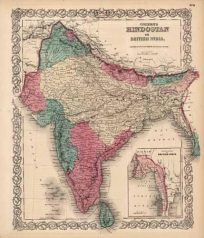 Hindostan or British India (with an inset map of the Continuation of British India)