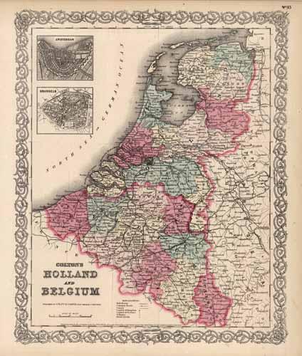 Holland and Belgium (with inset maps of Amsterdam and Brussels)