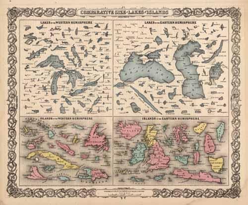 Comparative Size of Lakes and Islands in the Western and Eastern Hemispheres