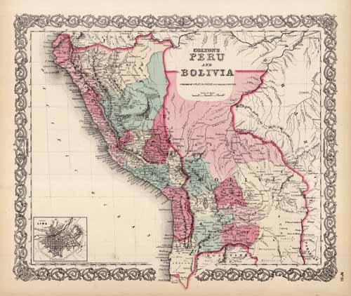 Peru and Bolivia (with an inset map of the City of Lima)