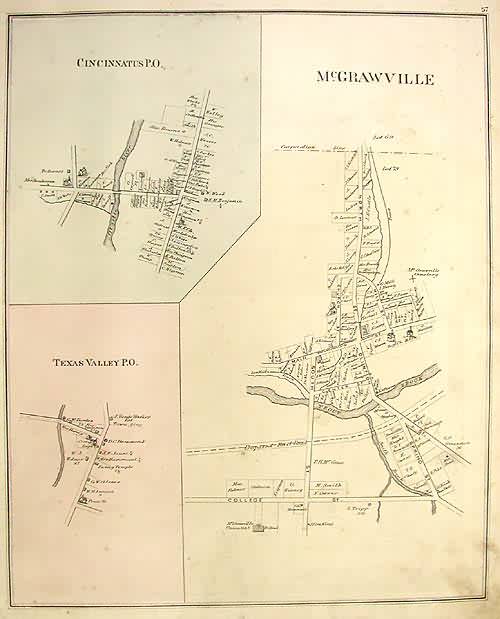 Maps of Cincinnatus P.O., Texas Valley P.O., and McGrawville Art