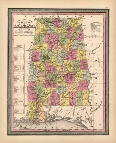 Alabama with its Roads & Distances from place to place