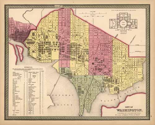 City of Washington (with an inset map of the Plan of the Principal Floor of the Capitol)