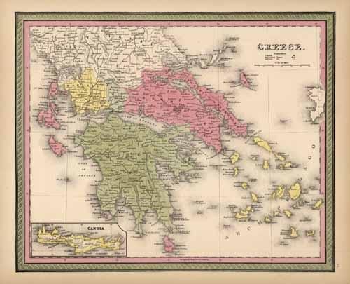 Greece (with an inset map of Candia)