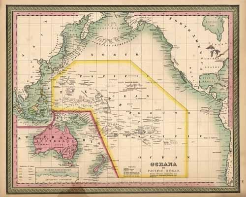Oceana or Pacific Ocean (with an inset map of Wilkes Discoveries on a Reduced Scale)'