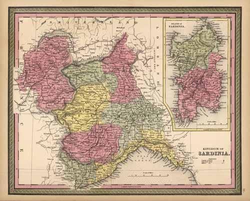 Kingdom of Sardinia (with an inset of the Island of Sardinia)