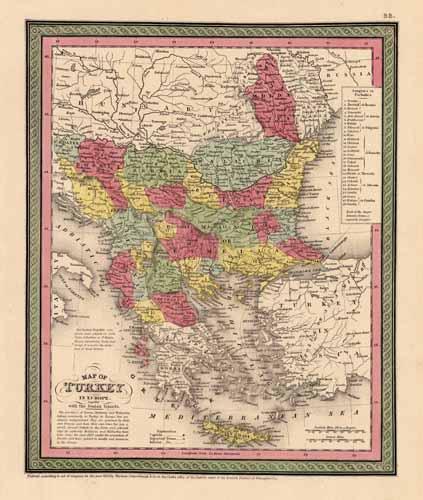 Map of Turkey in Europe together with the Ionian Islands