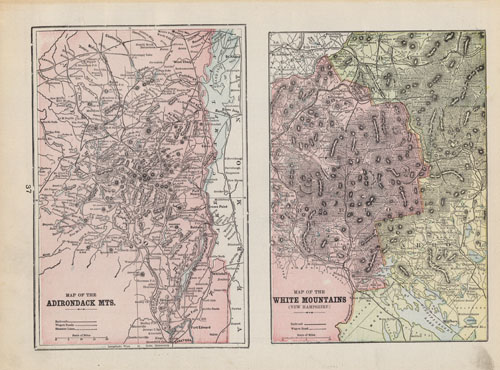 Map of the Adirondack Mountains and Map of the White Mountains Map of the Adirondack Mountains and Map of the White Mountains