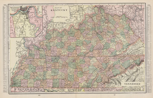 Map of Kentucky & Tennessee