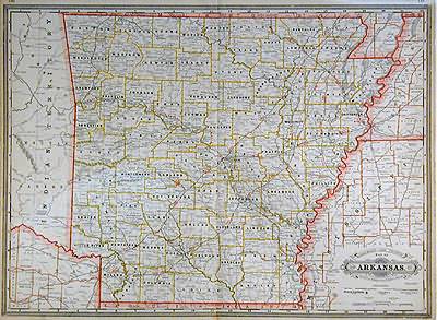 Railroad & County Map of Arkansas
