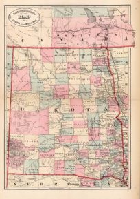 New Rail Road and County Map of Dakota and Manitoba
